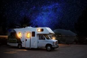 rv, camper, night, camping, adventure, outdoor, campsite, travel, caravan, vacation, trailer, motorhome, nature, camp, evening, journey, campground, summer, caravaning, holiday, traveler
